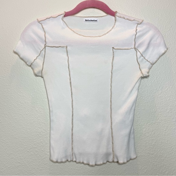 Reformation Tops - Reformation Cream Short Sleeve Knit Top